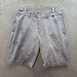 Travis Mathew Golf Shorts Mens 36 Gray Tropical Performance Stretch Preppy